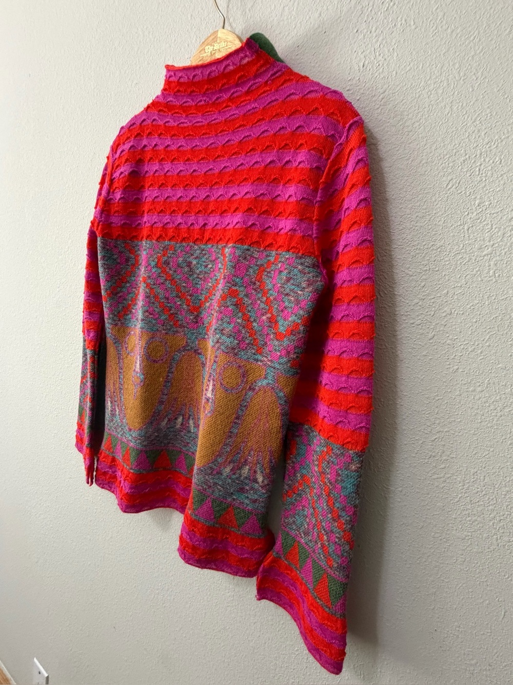 SOL Alpaca Sweater Medium M 100% Baby Alpaca Made In Peru Mock Neck Knit Pink Re